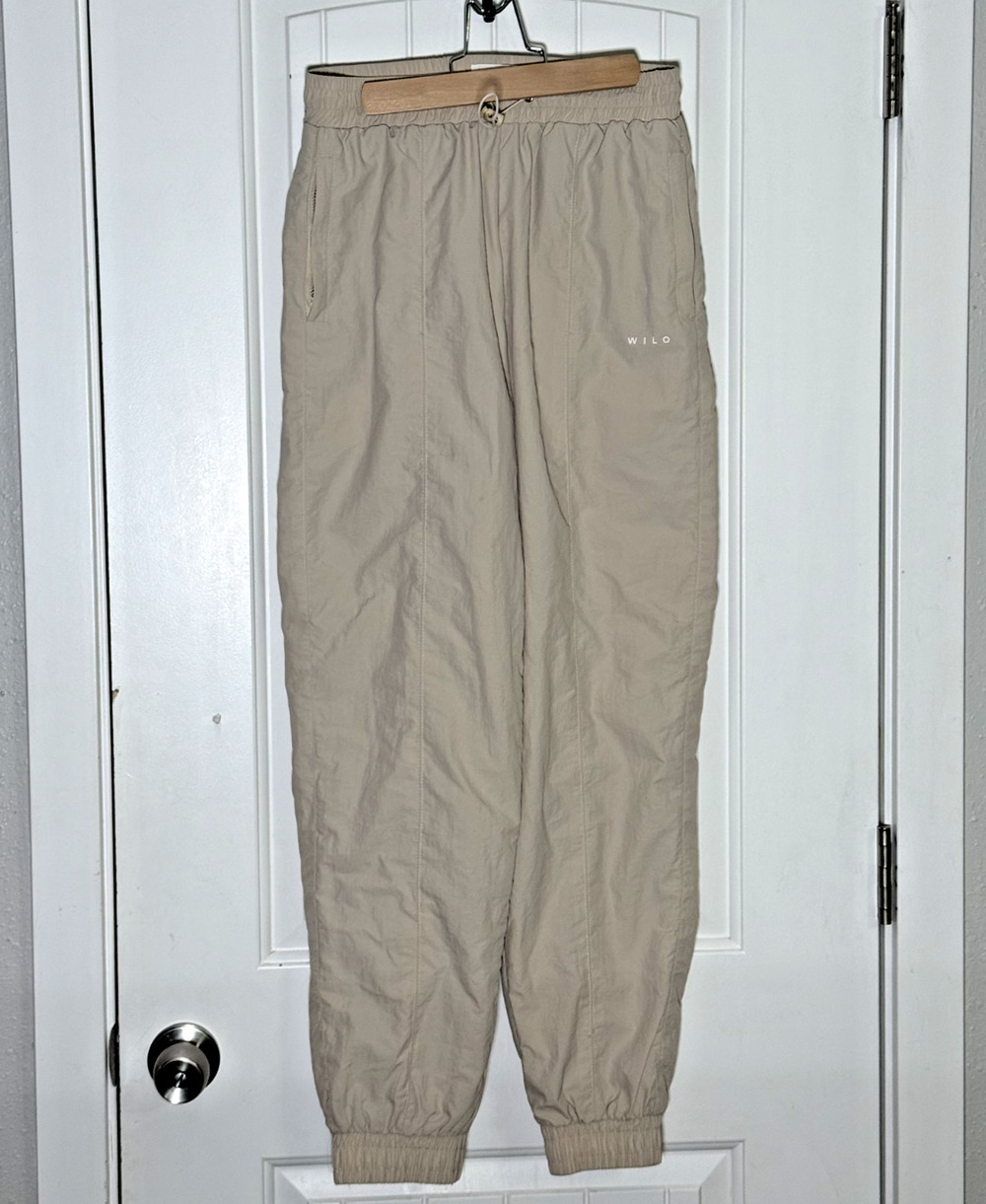 Anthropologie WILO THE LABEL Parachute Pants Clay Tan Sz Small Nylon High Rise